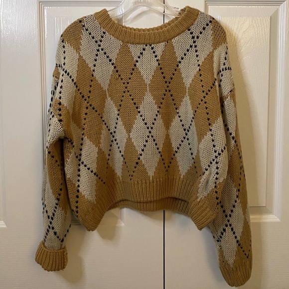 Princess Polly Sweaters - princess polly brown argyle knit sweater